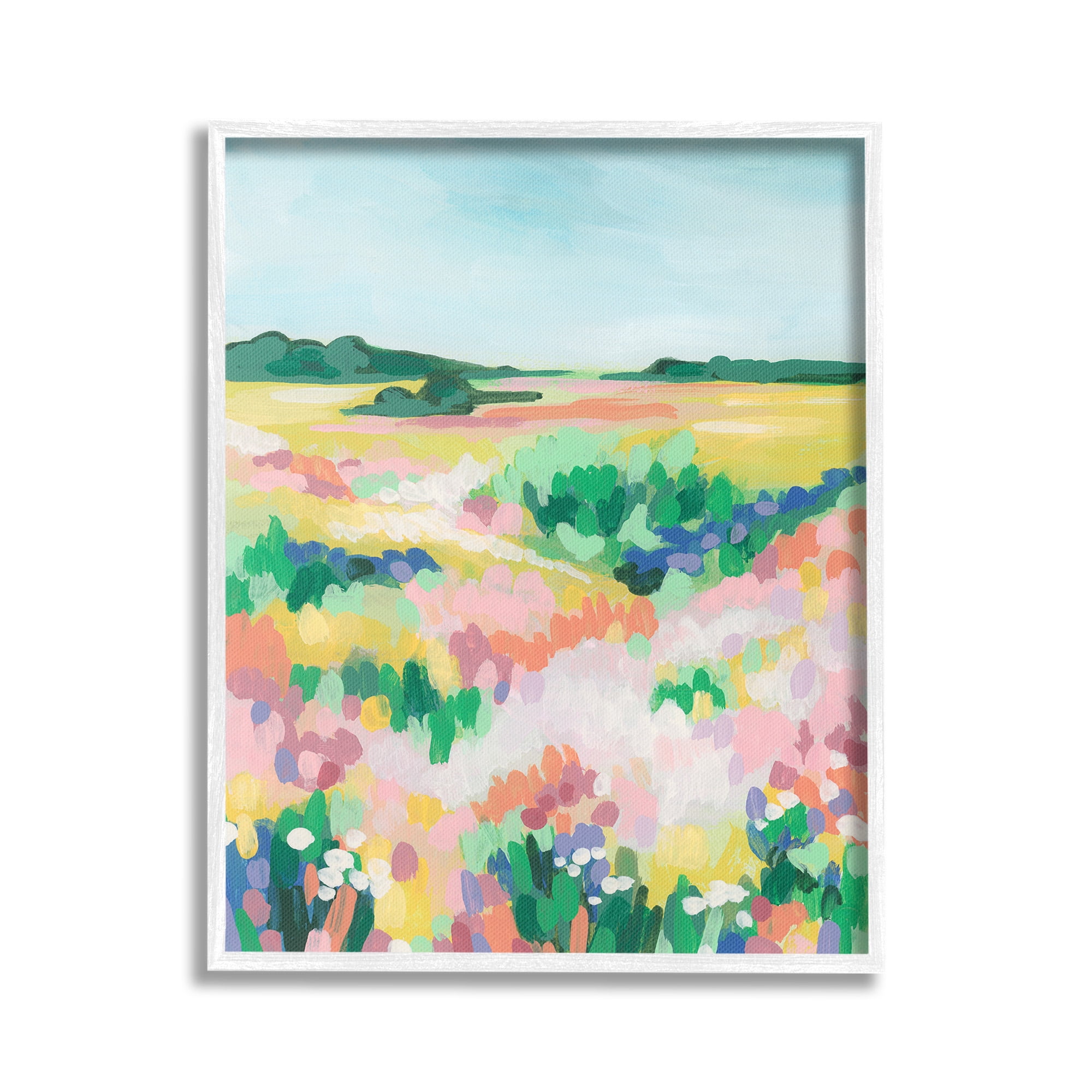 Stupell Industries Abstract Vivid Meadow Landscape Painting White Framed Art Print Wall Art, 24 x 30