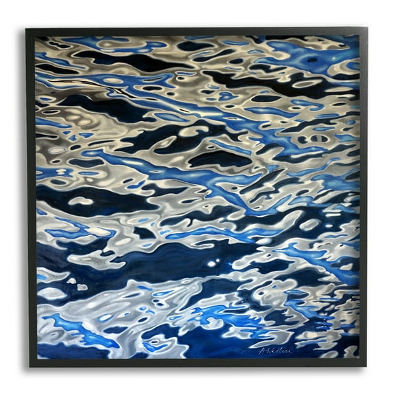 Stupell Industries Abstract Water Waves Ripples Modern Deep Sea Graphic Art Black Framed Art Print Wall Art, Design by Alan Weston