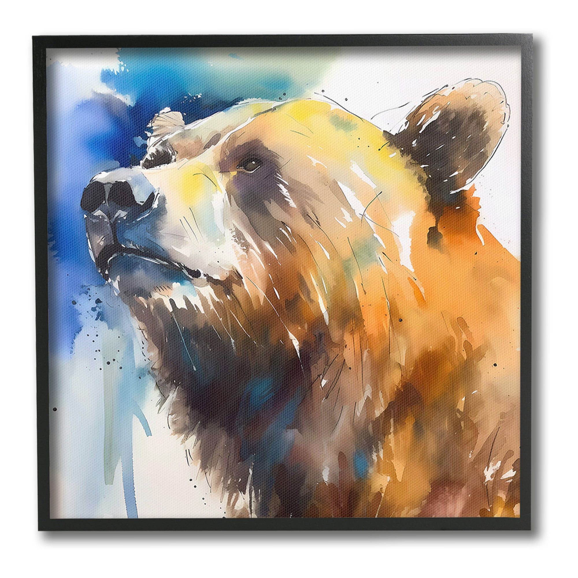 Stupell Industries Abstract Watercolor Bear Animals & Insects Painting Black Framed Art Print Wall Art, 17 x 17