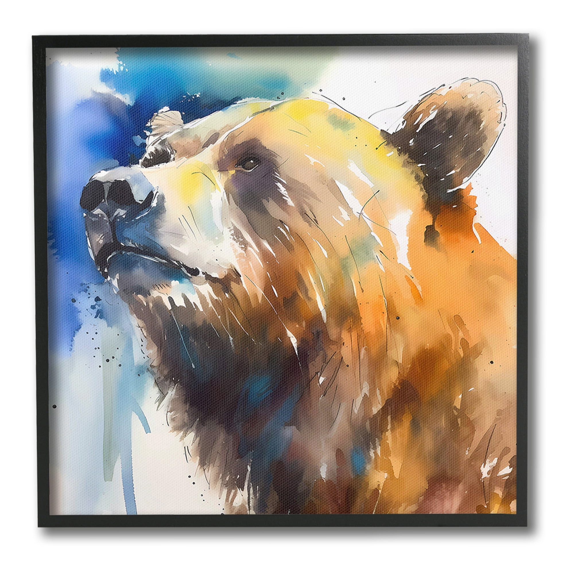 Stupell Industries Abstract Watercolor Bear Animals & Insects Painting Black Framed Art Print Wall Art, 24 x 24