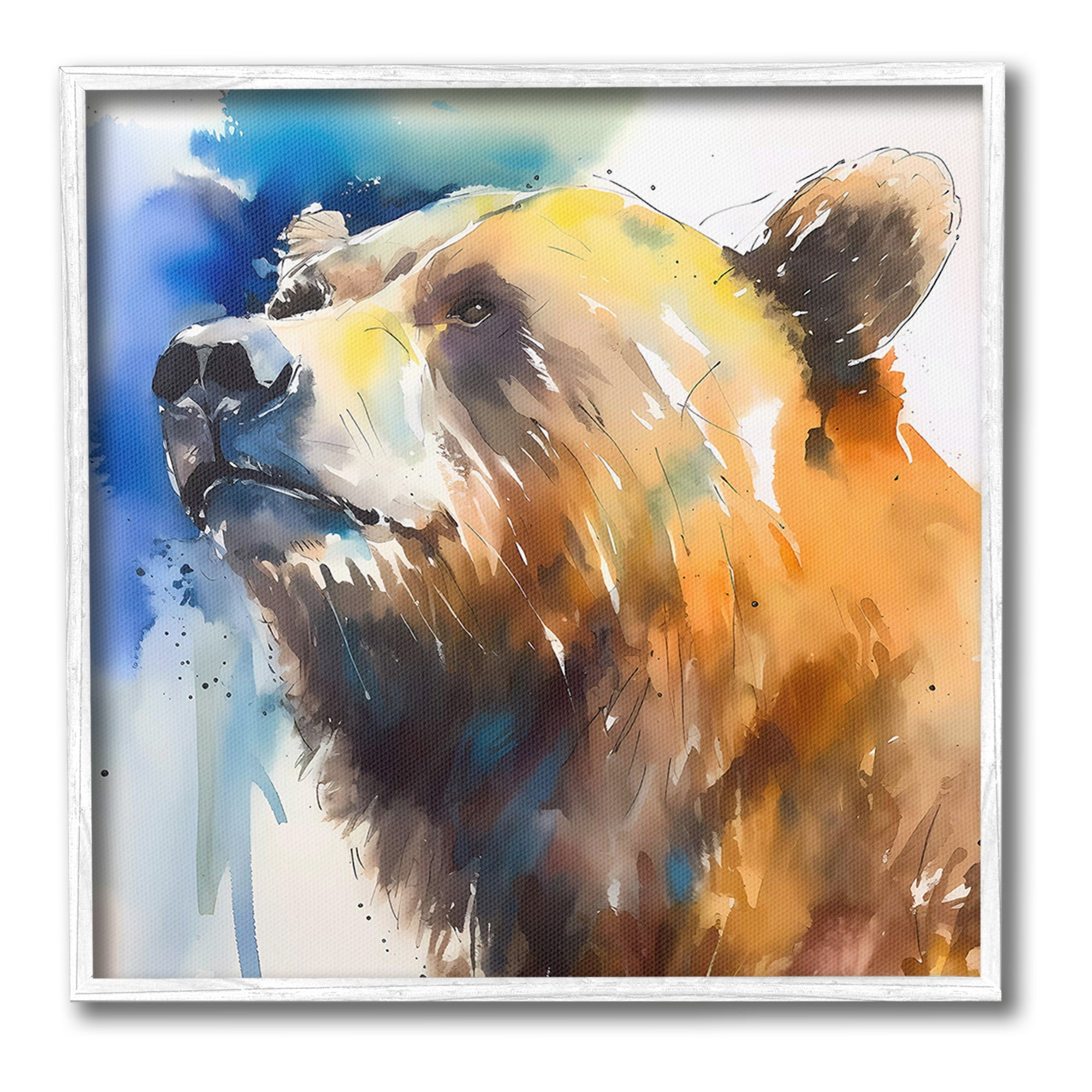 Stupell Industries Abstract Watercolor Bear Animals & Insects Painting White Framed Art Print Wall Art, 24 x 24