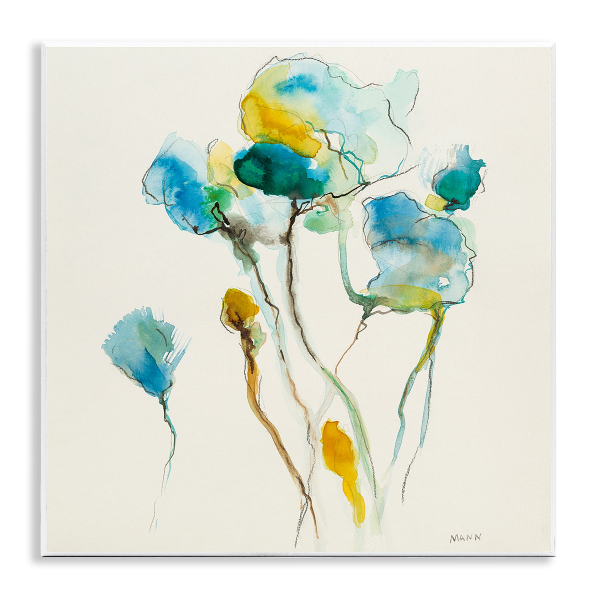Stupell Industries Abstract Watercolor Blooms Abstract Painting Unframed Art Print Wall Art, 12 x 12