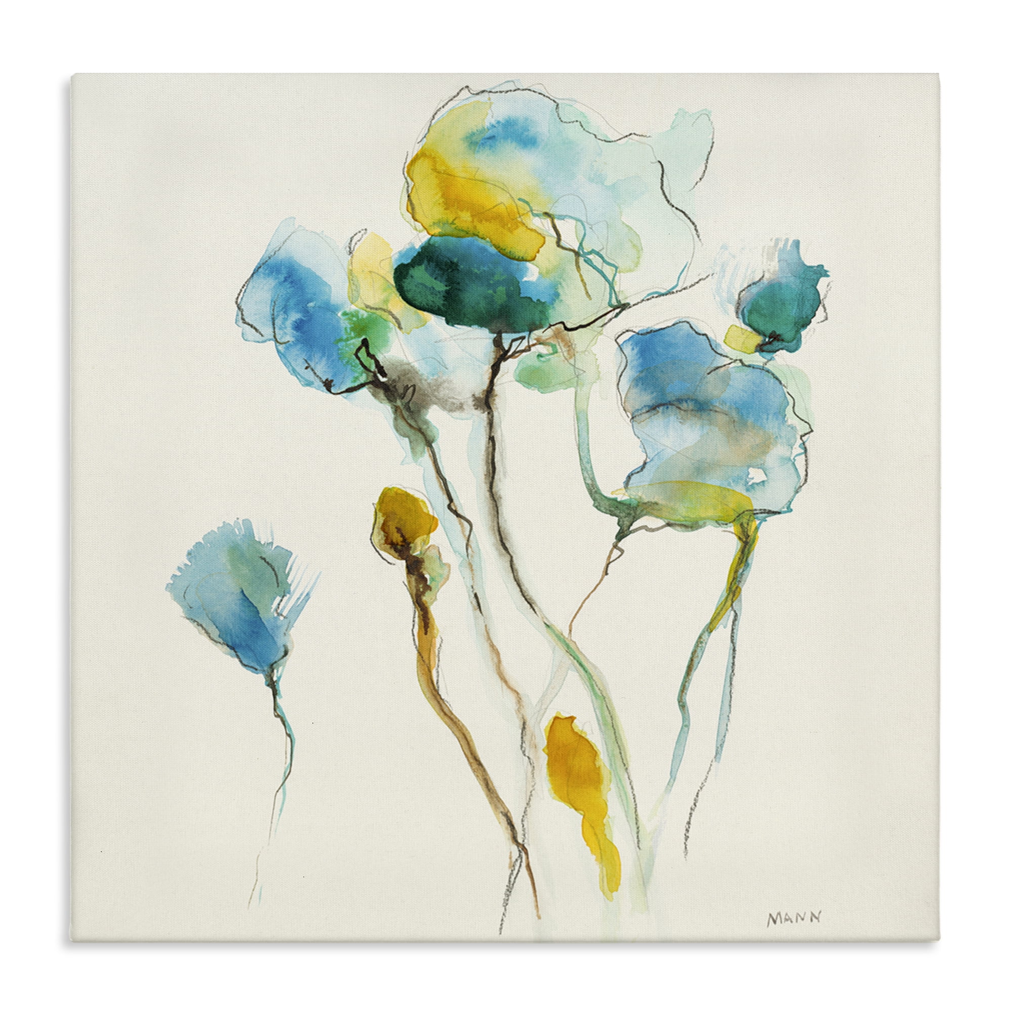 Stupell Industries Abstract Watercolor Blooms Abstract Painting Wrapped Canvas Art Print Wall Art, 36 x 36