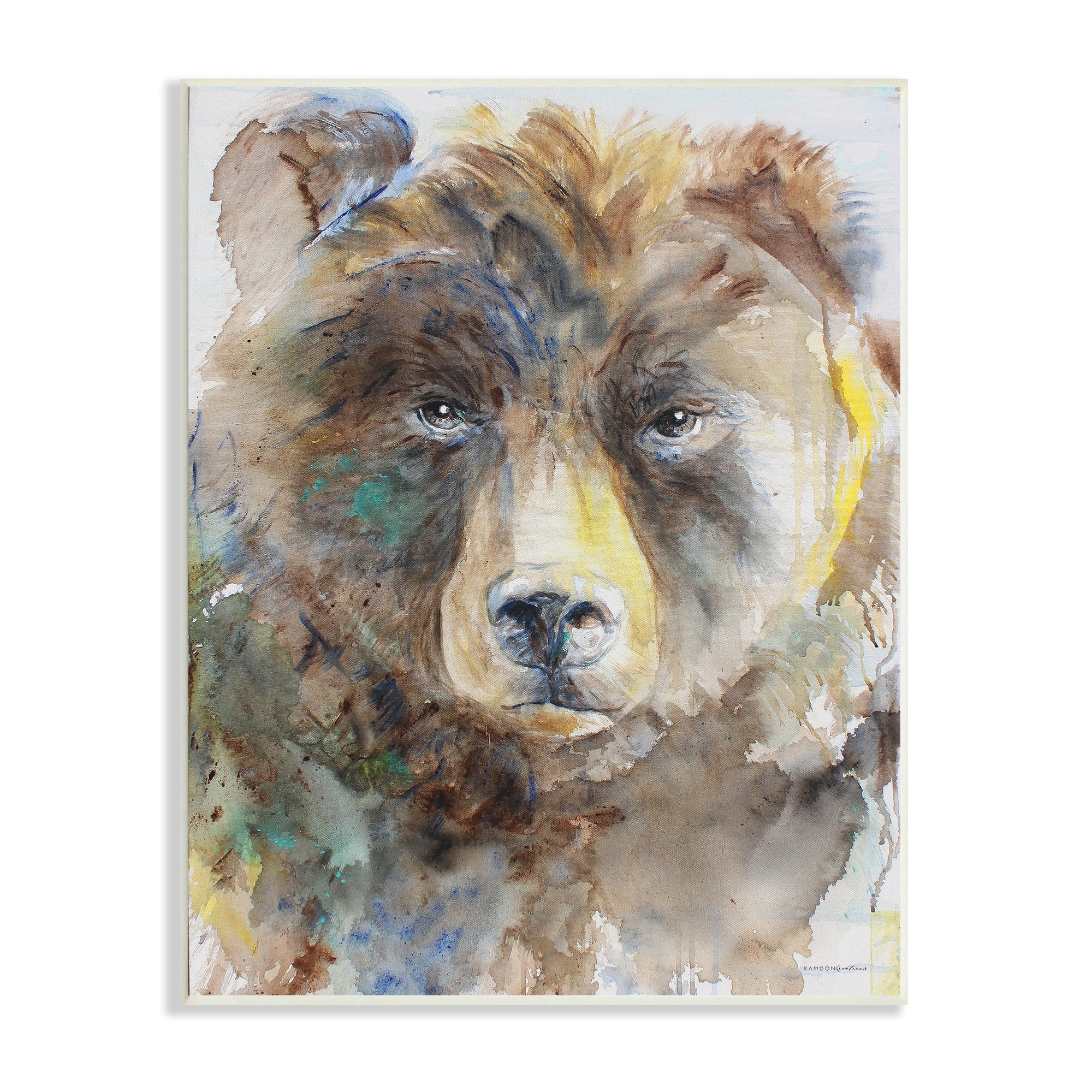 Stupell Industries Abstract Watercolor Brown Bear Portrait Wild Forest Animal, 13 x 19, Design by Kamdon Kreations