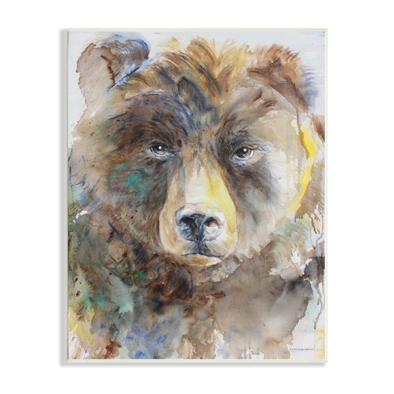 Stupell Industries Abstract Watercolor Brown Bear Portrait Wild Forest Animal, 13 x 19, Design by Kamdon Kreations