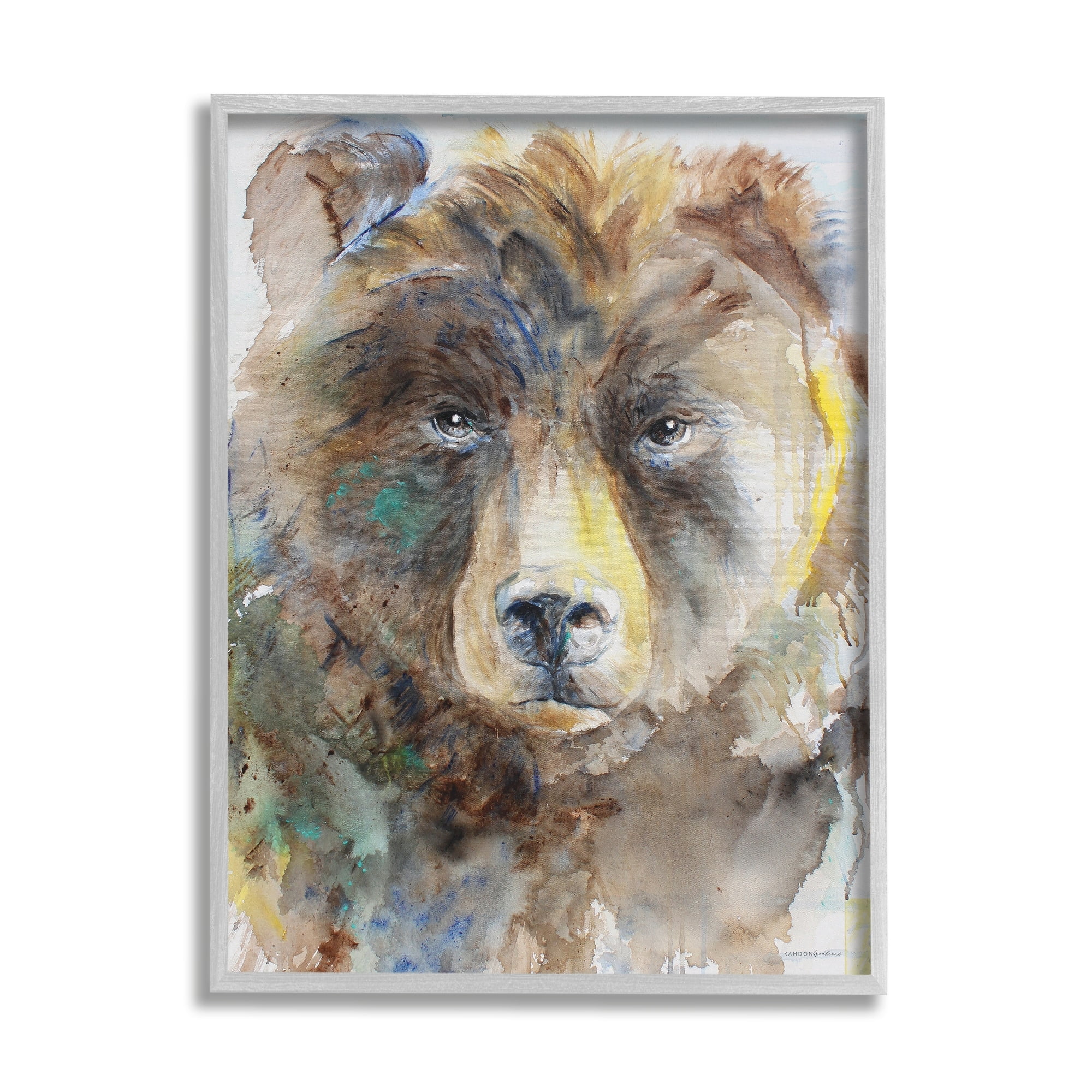 Stupell Industries Abstract Watercolor Brown Bear Portrait Wild Forest Animal, 16 x 20, Design by Kamdon Kreations