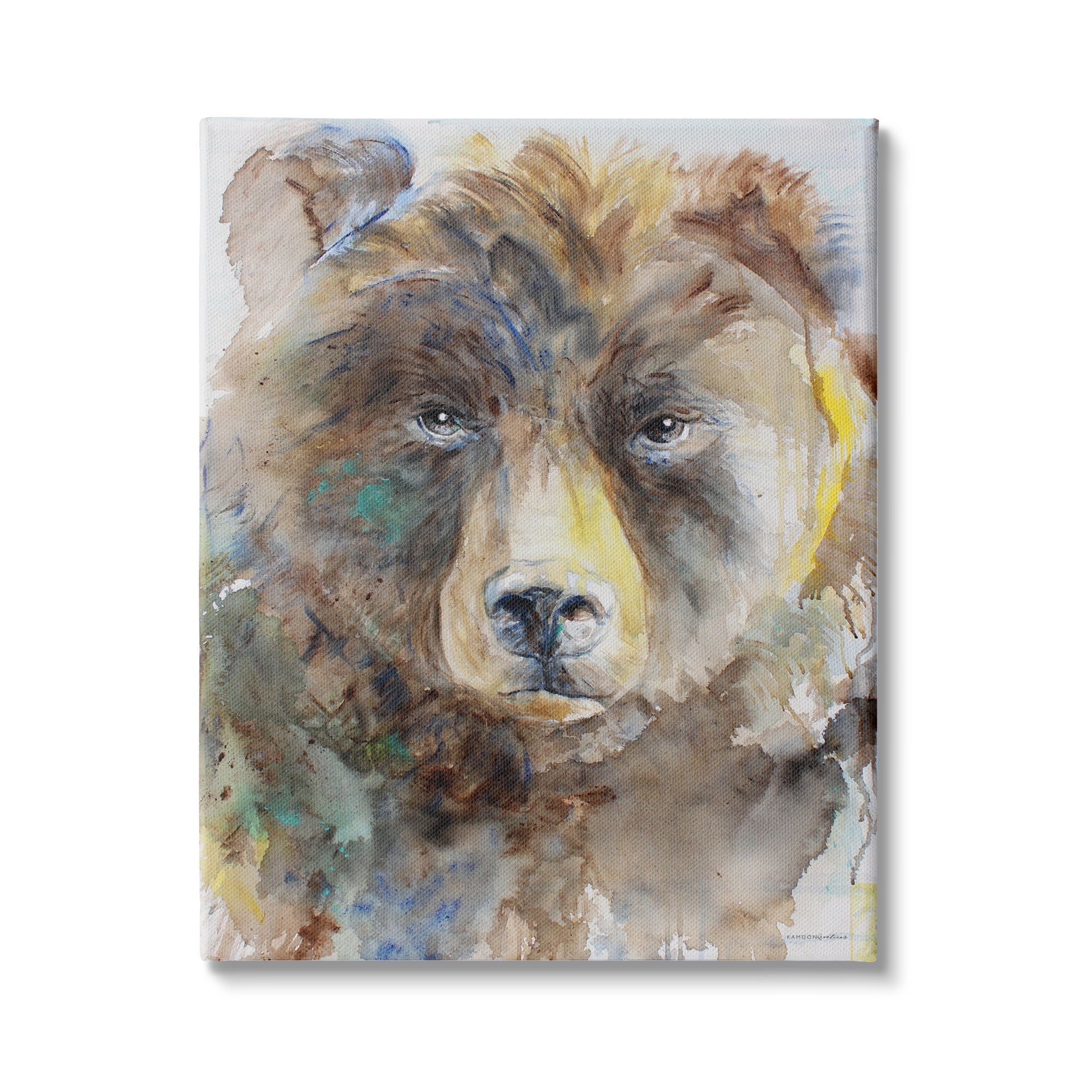 Stupell Industries Abstract Watercolor Brown Bear Portrait Wild Forest Animal, 36 x 48, Design by Kamdon Kreations