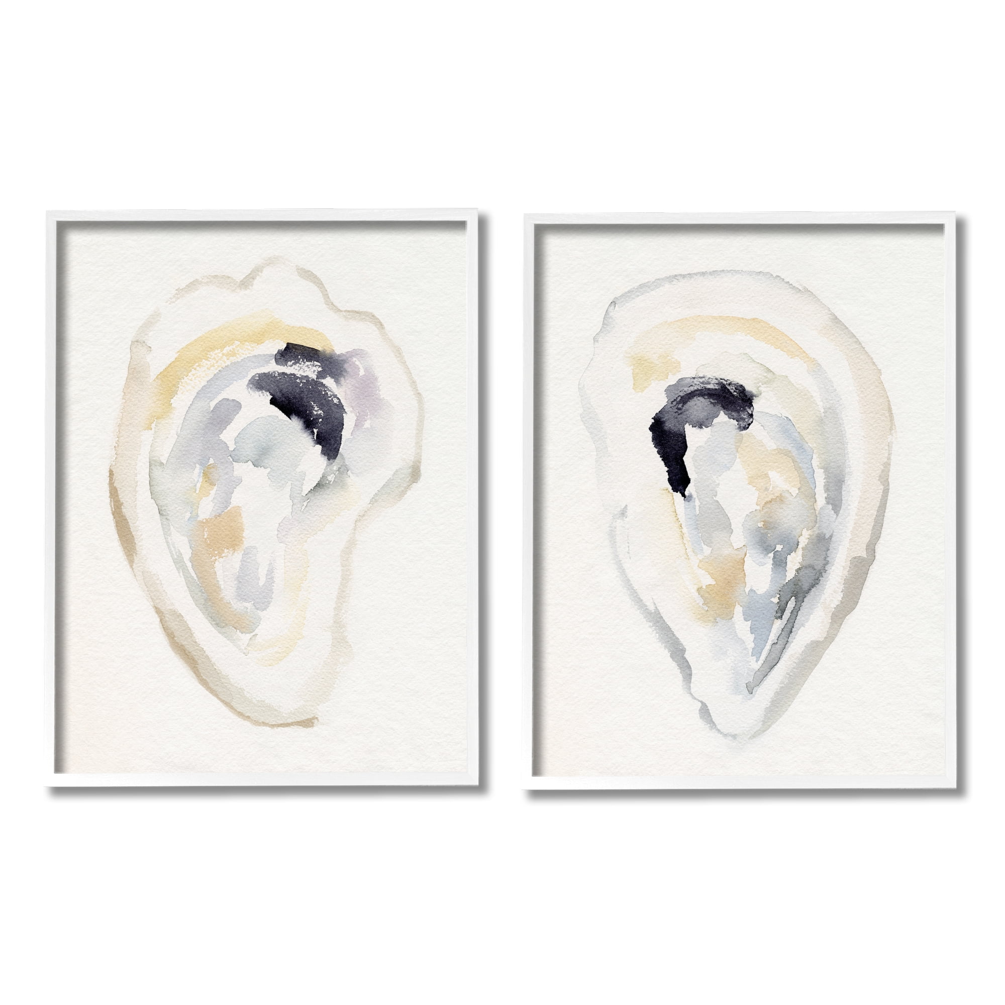 Stupell Industries Abstract Watercolor Detail Oyster Clam Shell Framed Wall Art, 24 x 30, Design by Victoria Barnes