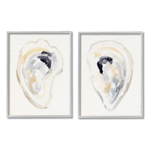Stupell Industries Abstract Watercolor Detail Oyster Clam Shell Framed Wall Art, 24 x 30, Design by Victoria Barnes