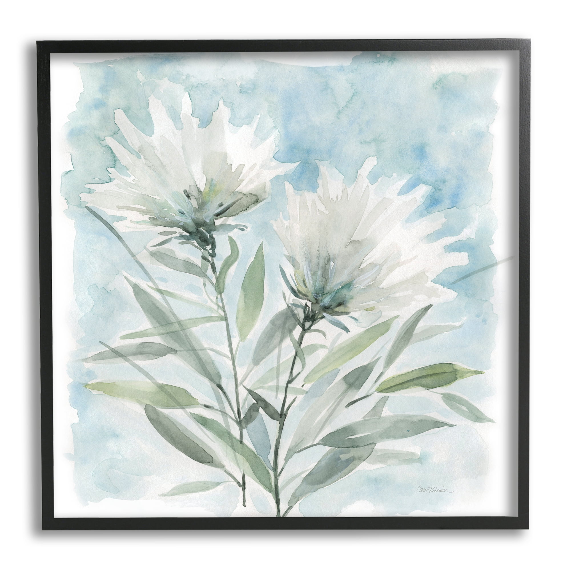 Stupell Industries Abstract Watercolor Florals White Petals Blue Sky, 12 x 12, Design by Carol Robinson