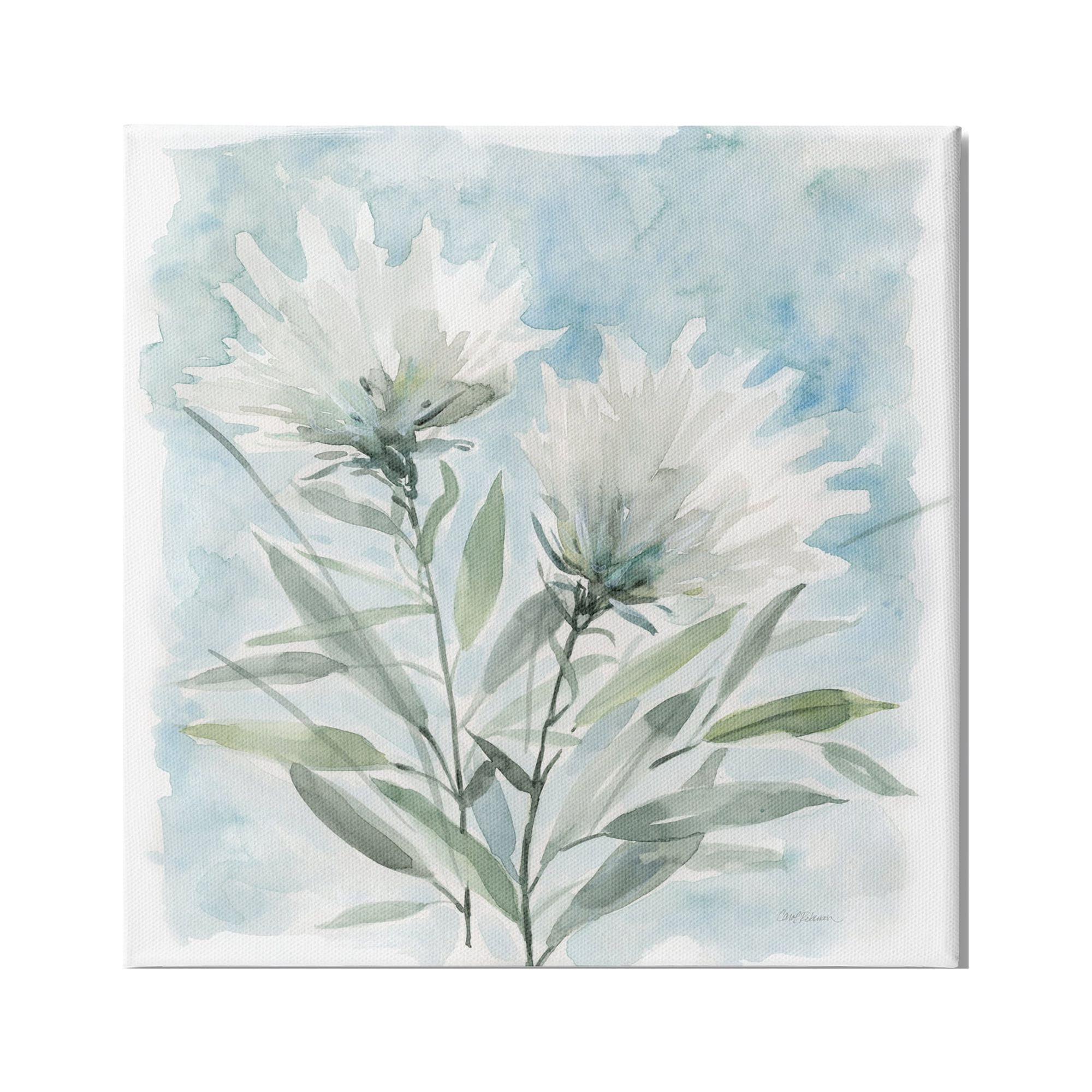 Stupell Industries Abstract Watercolor Florals White Petals Blue Sky, 24 x 24, Design by Carol Robinson