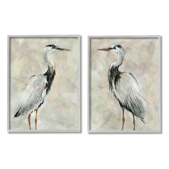 Stupell Industries Abstract Watercolor Great Heron Birds Expressive Tan Feathers, 11 x 14, Design by Carol Robinson