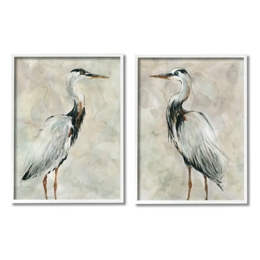 Stupell Industries Abstract Watercolor Great Heron Birds Expressive Tan Feathers, 11 x 14, Design by Carol Robinson