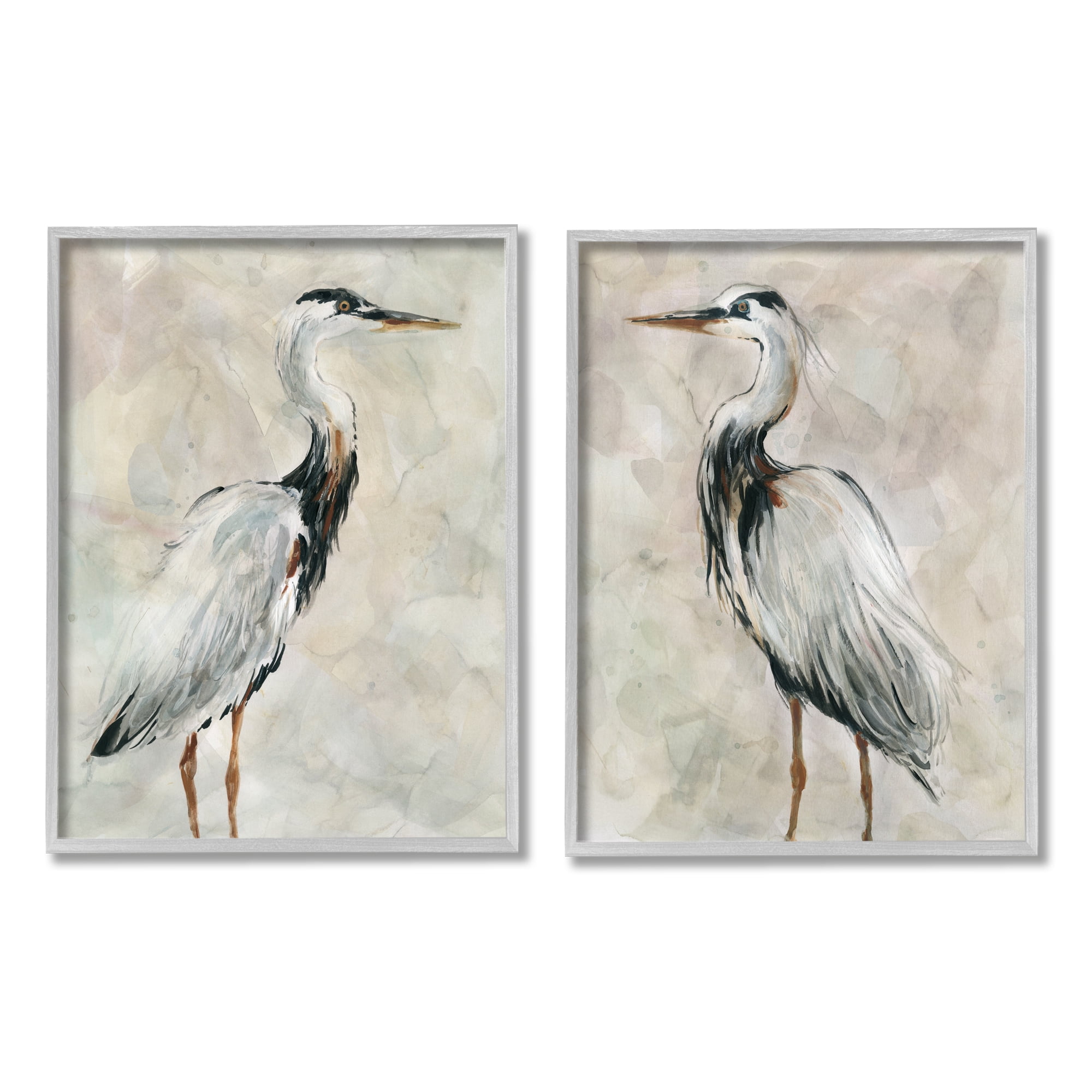Stupell Industries Abstract Watercolor Great Heron Birds Expressive Tan Feathers, 24 x 30, Design by Carol Robinson