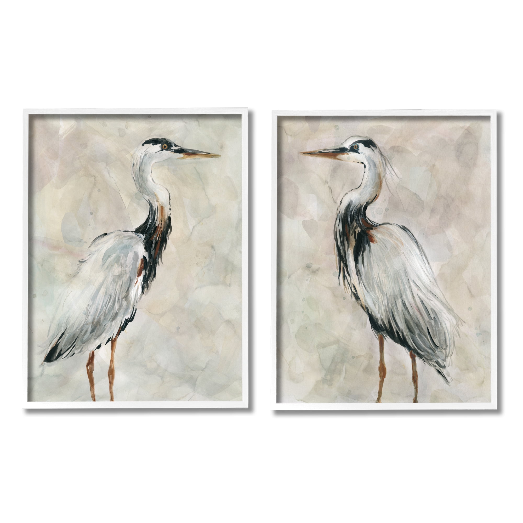 Stupell Industries Abstract Watercolor Great Heron Birds Expressive Tan Feathers, 24 x 30, Design by Carol Robinson