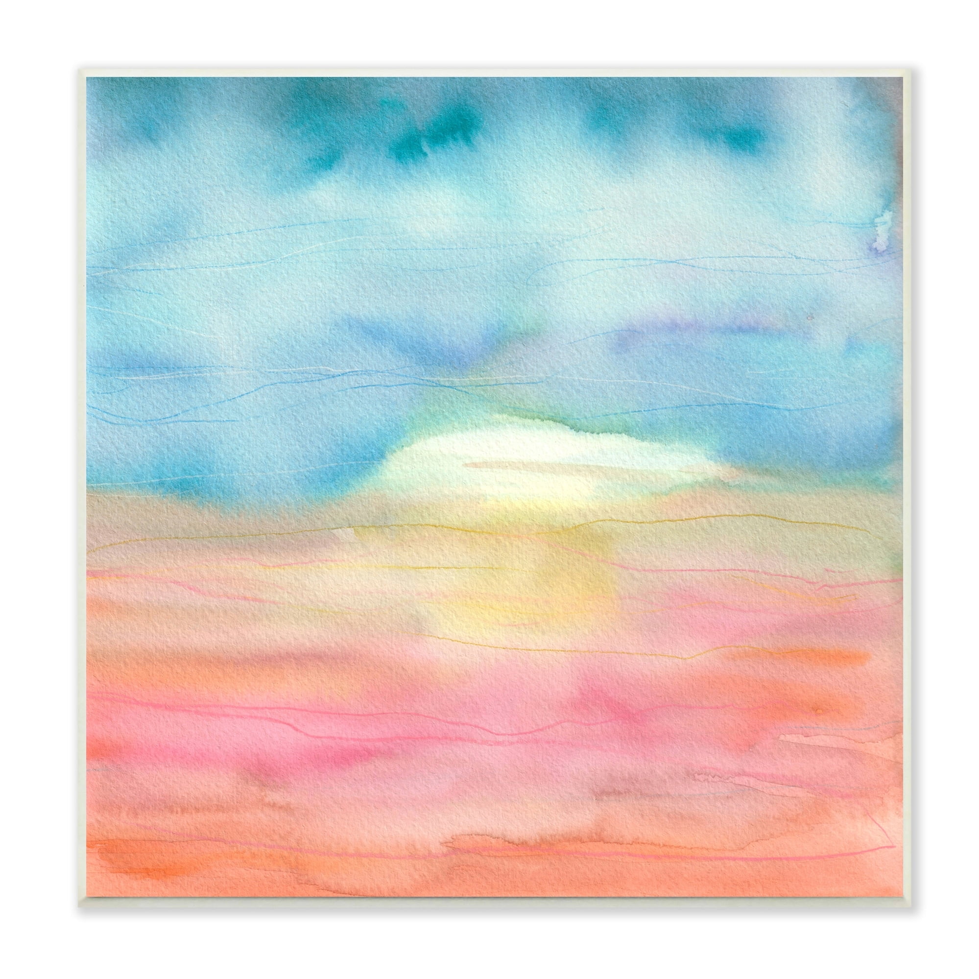 Stupell Industries Abstract Watercolor Landscape Sun Rising Horizon Sky Painting Unframed Art Print Wall Art, Design by Elvira Errico