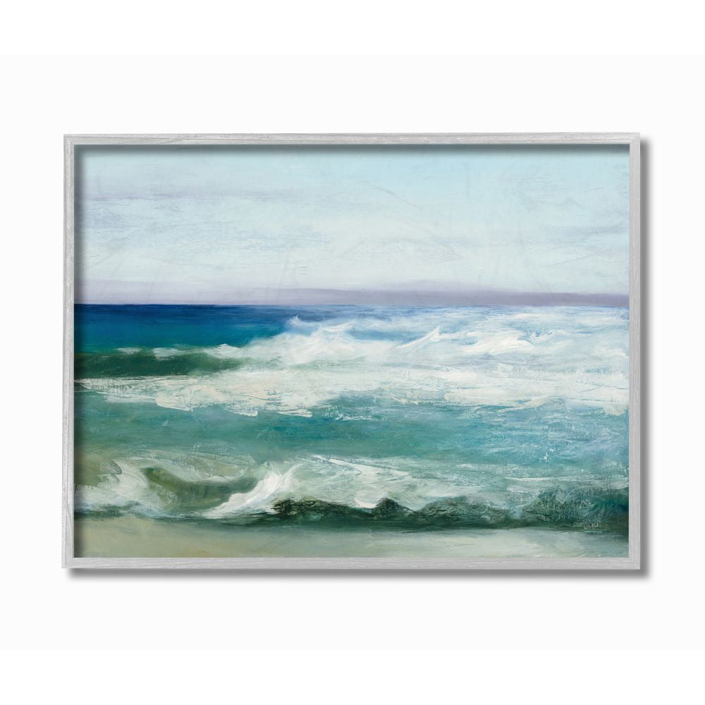 Stupell Industries Abstract Waves Crashing Nautical Seascape Painting Framed Wall Art Design by Julia Purinton, 16" x 20", Gray Framed