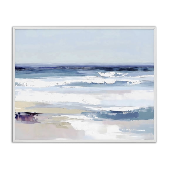 Stupell Industries Abstract Waves on Shore White Framed Giclee Art design by LSR Creative Studio, 11 x 14