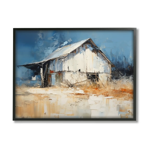 Stupell Industries Abstract Weathered Barn Abstract Painting Black Framed Art Print Wall Art, 14 x 11