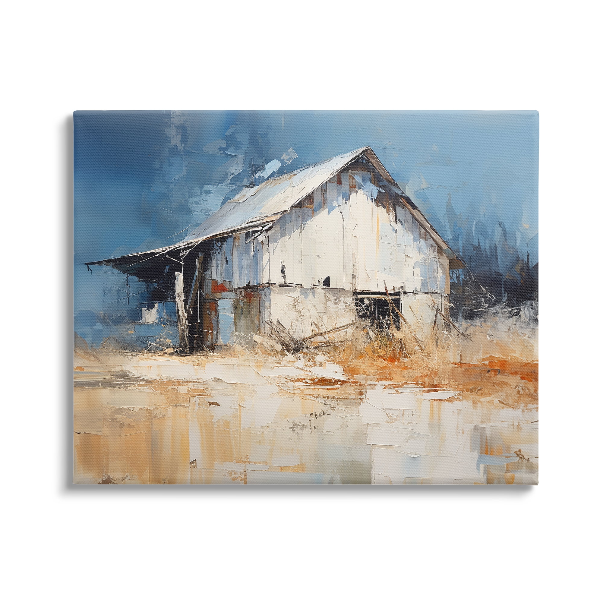 Stupell Industries Abstract Weathered Barn Abstract Painting Gallery Wrapped Canvas Art Print Wall Art, 48 x 36