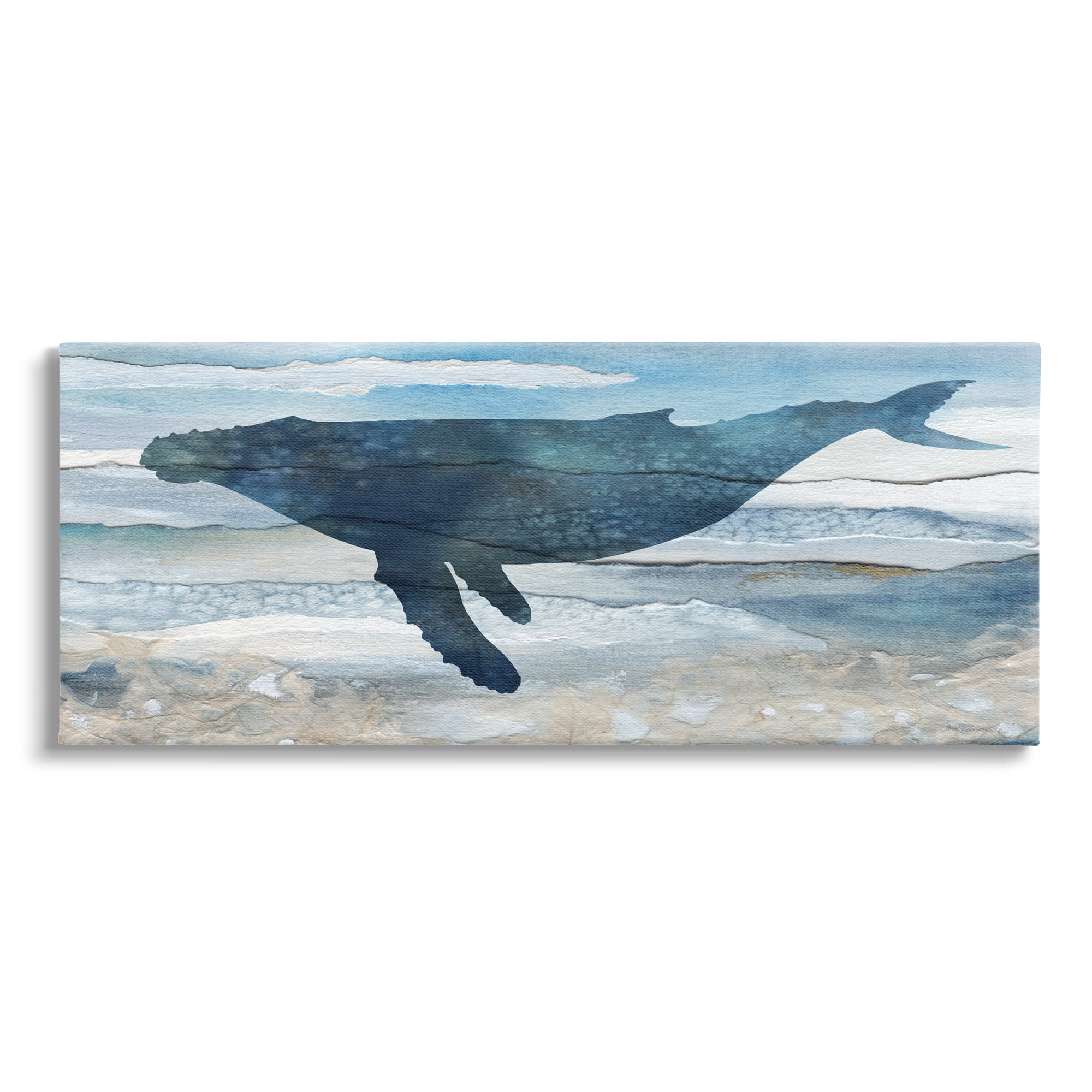 Stupell Industries Abstract Whale Silhouette Animals & Insects Painting Gallery Wrapped Canvas Art Print Wall Art, 24 x 10