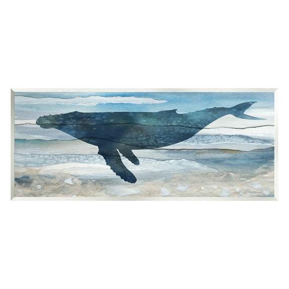 Stupell Industries Abstract Whale Silhouette Animals & Insects Painting Unframed Art Print Wall Art, 17 x 7