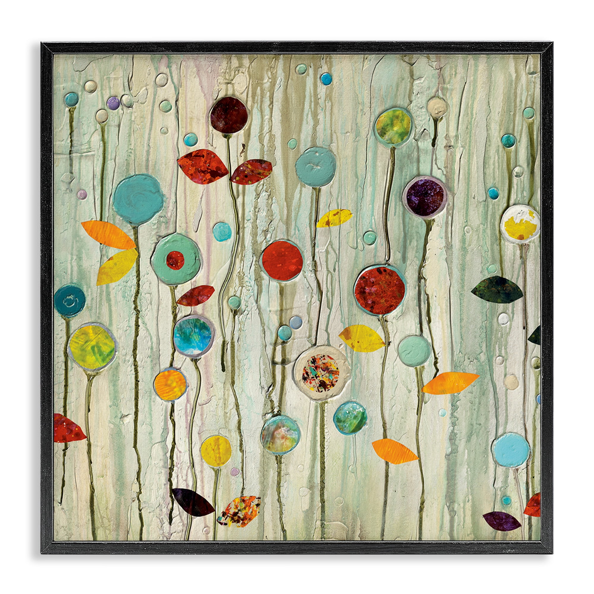 Stupell Industries Abstract Whimsical Floral Scene Botanical & Floral Painting Black Framed Art Print Wall Art, 24 x 24