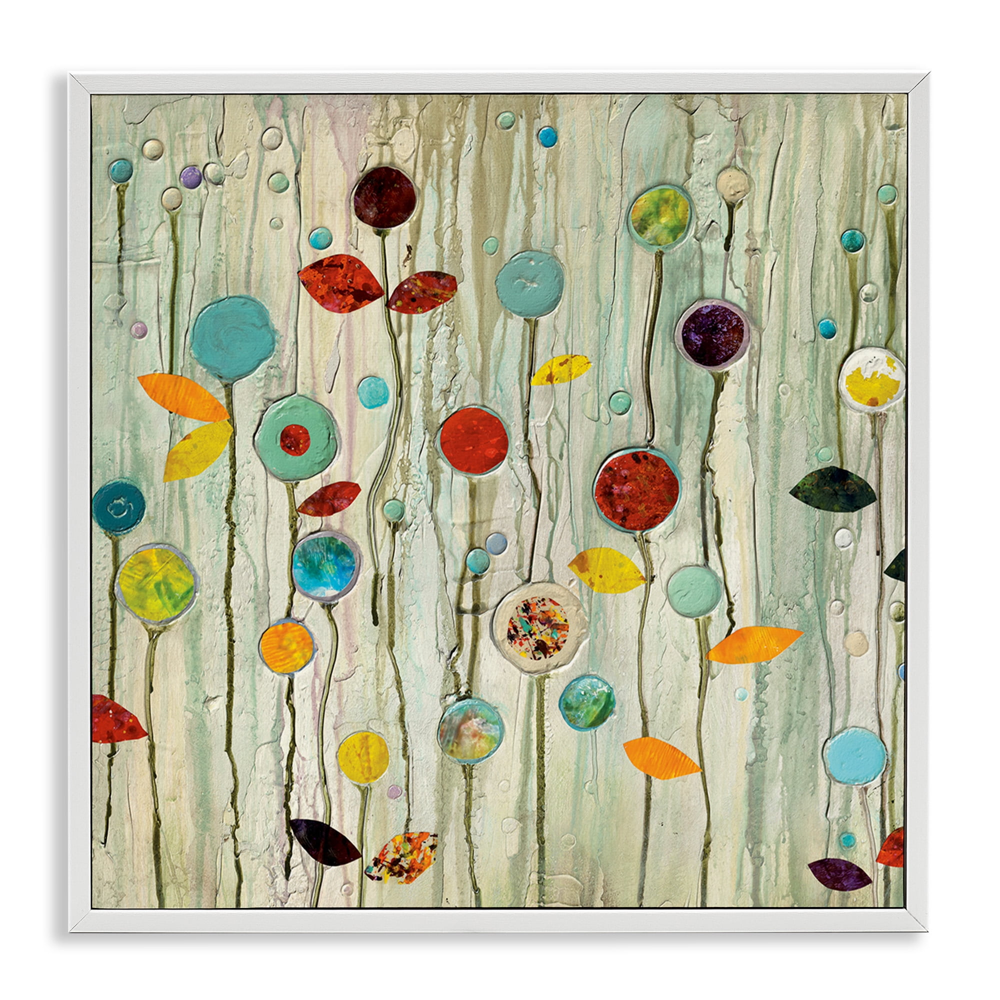 Stupell Industries Abstract Whimsical Floral Scene Botanical & Floral Painting White Framed Art Print Wall Art, 17 x 17