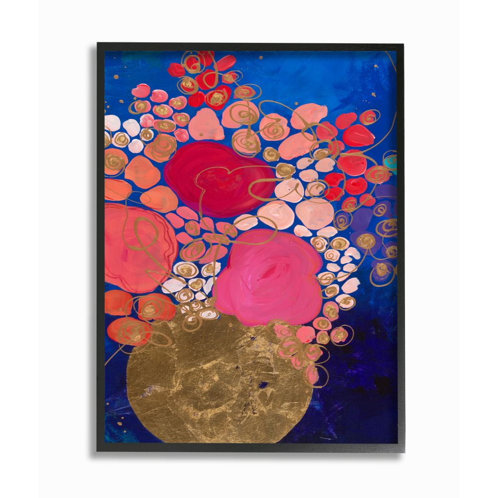 Stupell Industries Abstract Whimsical Flower Vase Blue Pink Gold Designed by Third and Wall
