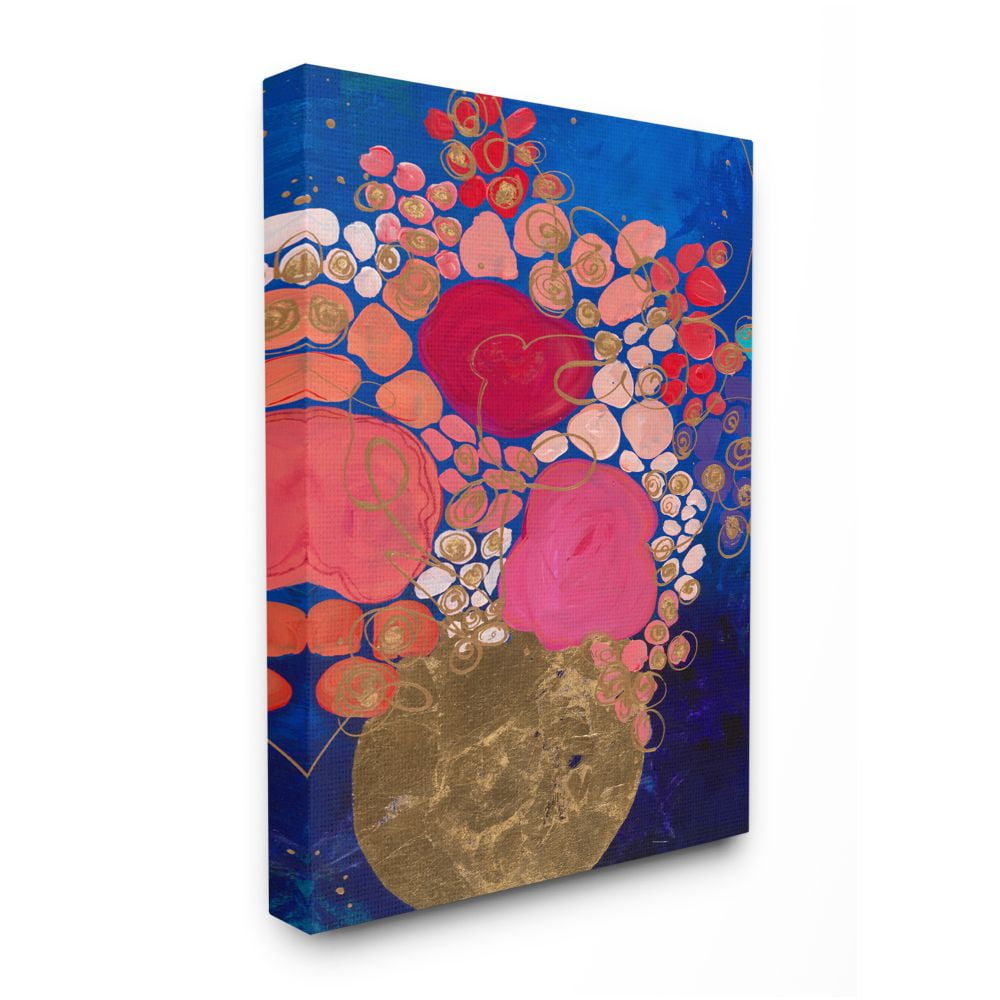 Stupell Industries Abstract Whimsical Flower Vase Blue Pink Gold Designed by Third and Wall