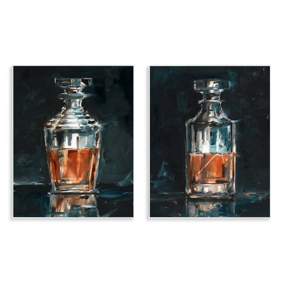 Stupell Industries Abstract Whiskey Decanters Food & Beverage Painting Unframed Art Print Wall Art, 11 x 14, Set of 2