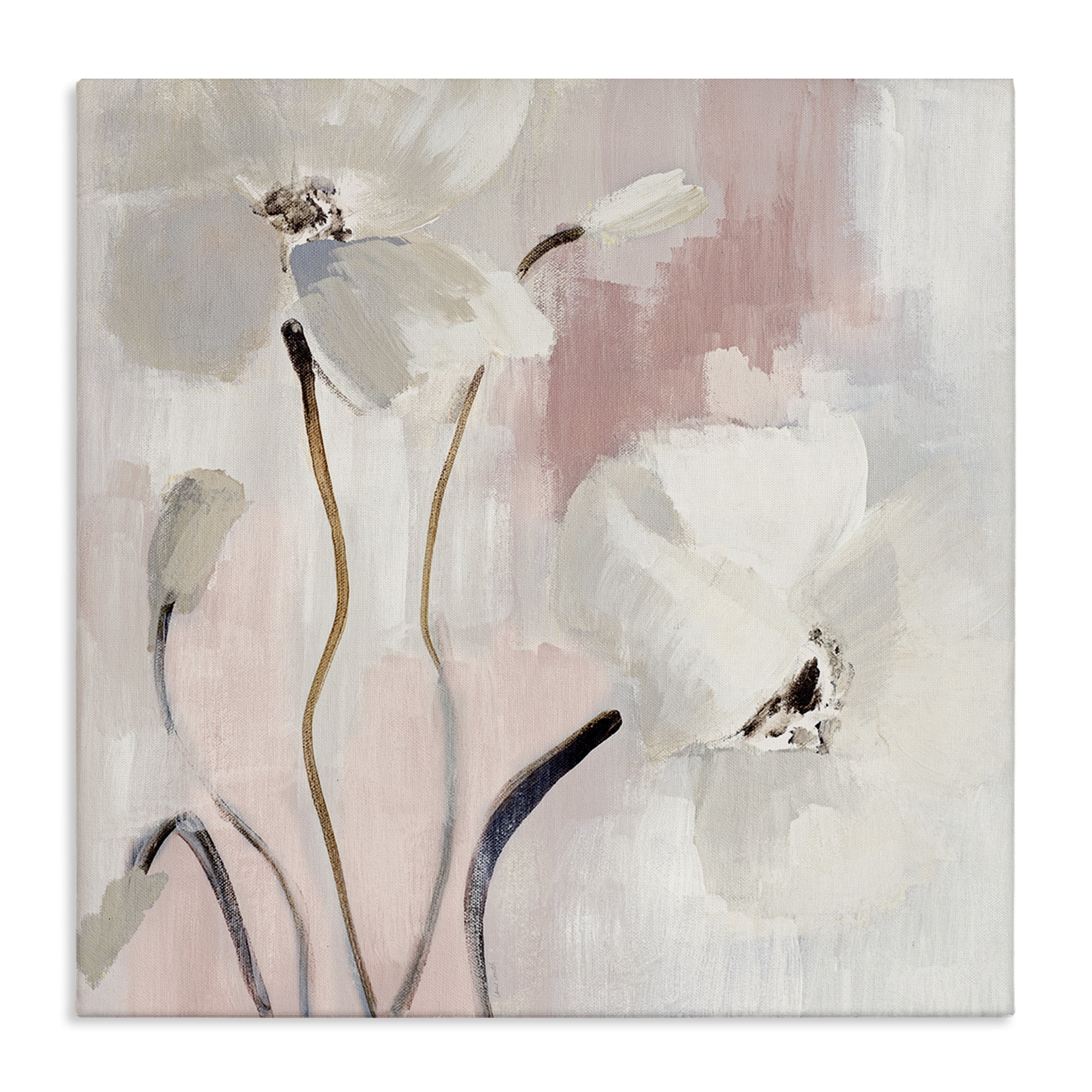 Stupell Industries Abstract White Blooms Botanical & Floral Painting Gallery Wrapped Canvas Art Print Wall Art, 17 x 17