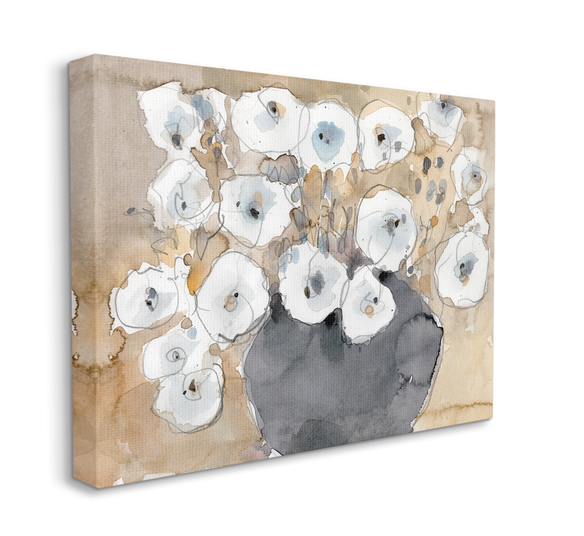 Stupell Industries Abstract White Blossom Bouquet Neutral Grey Brown Canvas Wall Art, 30 x 40, Design by Samuel Dixon