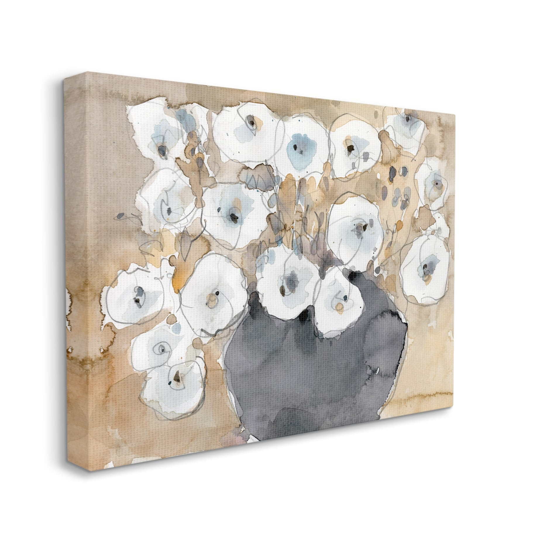 Stupell Industries Abstract White Blossom Bouquet Neutral Grey Brown Canvas Wall Art, 36 x 48, Design by Samuel Dixon