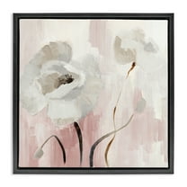 Stupell Industries Abstract White Blossoms Botanical & Floral Painting Black Floater Framed Canvas Art Print Wall Art, 18 x 18