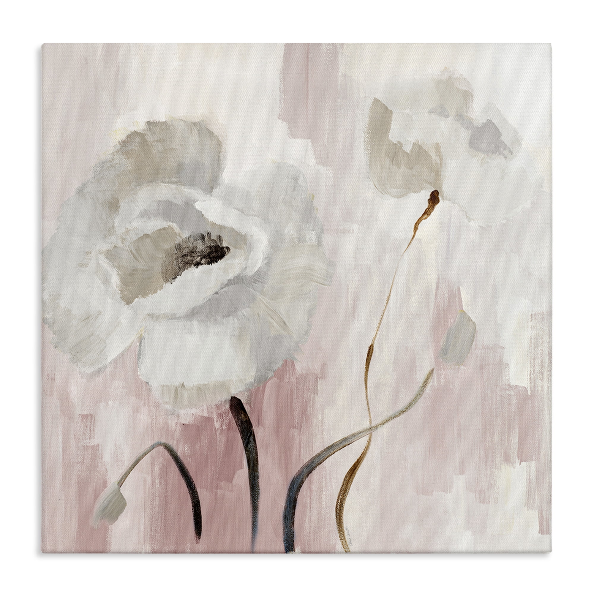 Stupell Industries Abstract White Blossoms Botanical & Floral Painting Gallery Wrapped Canvas Art Print Wall Art, 17 x 17