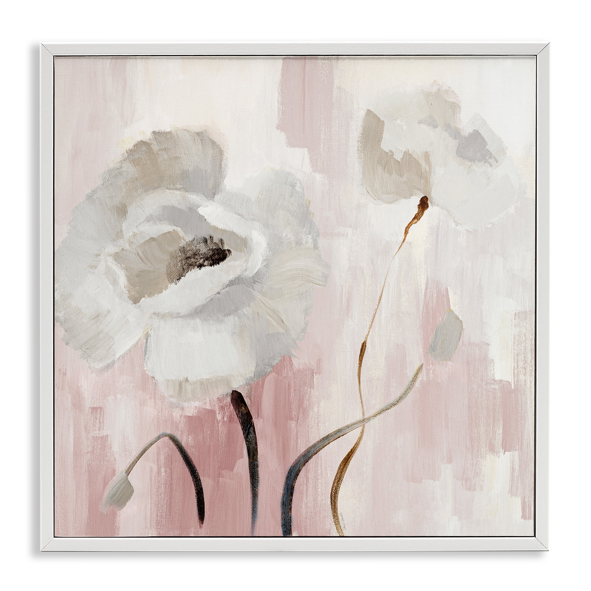 Stupell Industries Abstract White Blossoms Botanical & Floral Painting White Framed Art Print Wall Art, 12 x 12