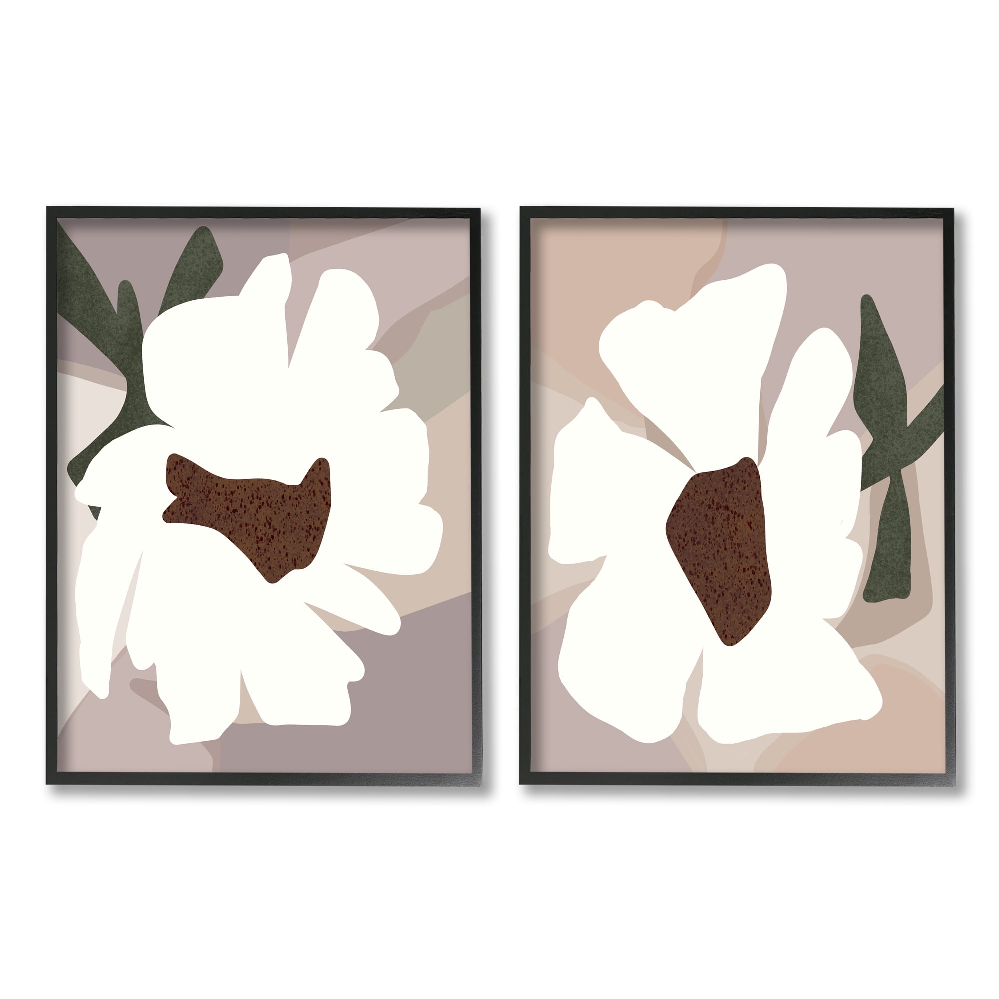 Stupell Industries Abstract White Daisies Botanical & Floral Painting Black Framed Art Print Wall Art, 24 x 30