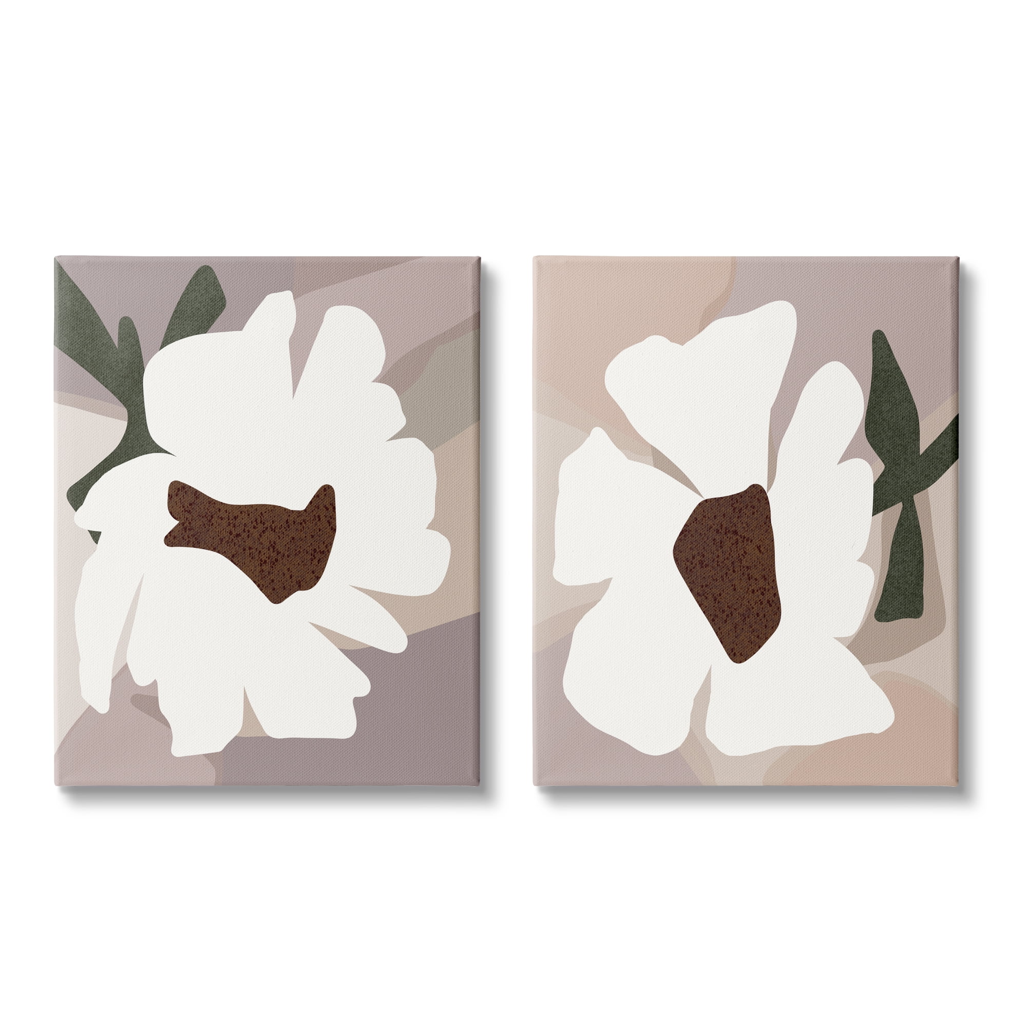 Stupell Industries Abstract White Daisies Botanical & Floral Painting Gallery Wrapped Canvas Art Print Wall Art, 24 x 30, Set of 2
