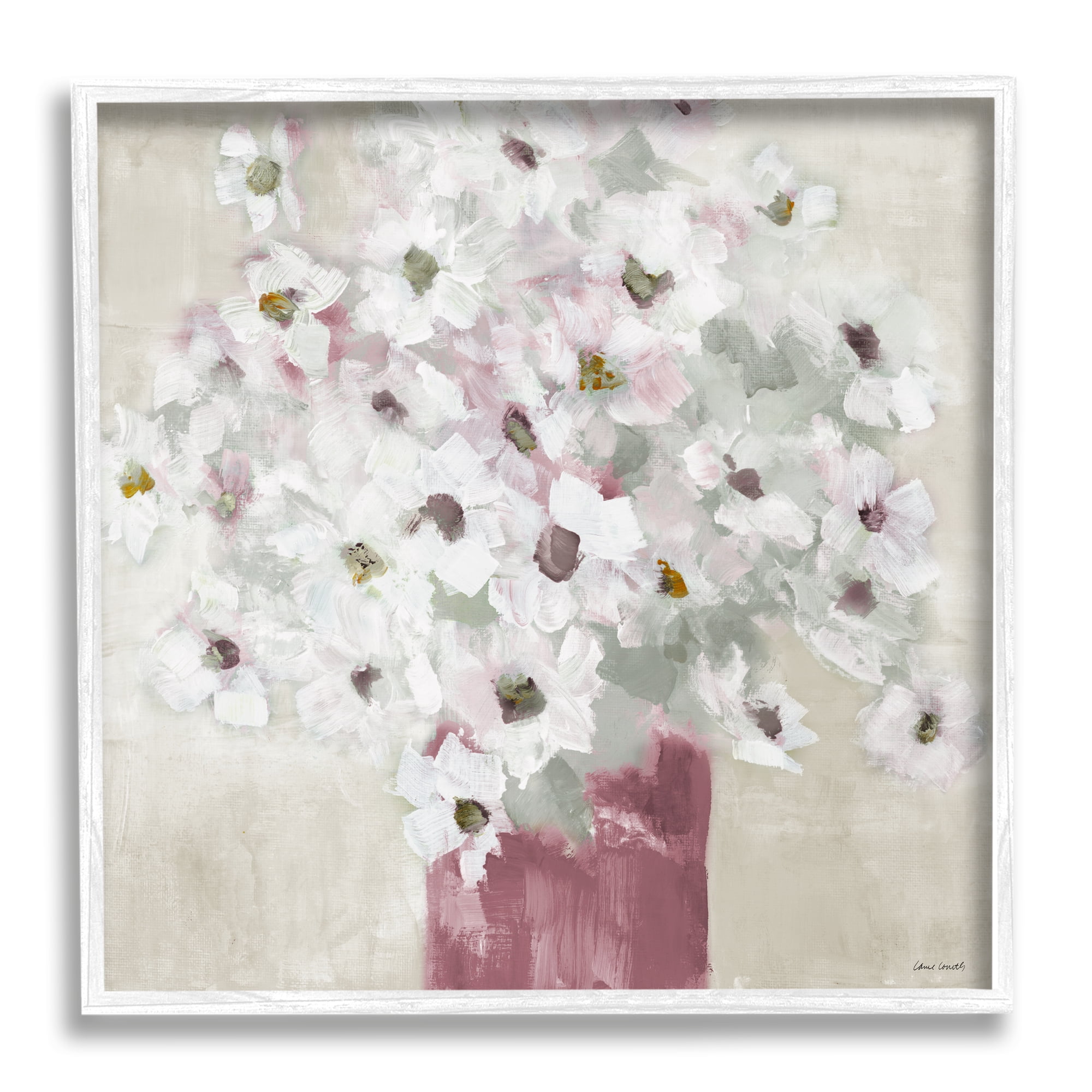 Stupell Industries Abstract White Daisy Bouquet Contemporary Flowers Red Vase, 12 x 12, Design by Lanie Loreth