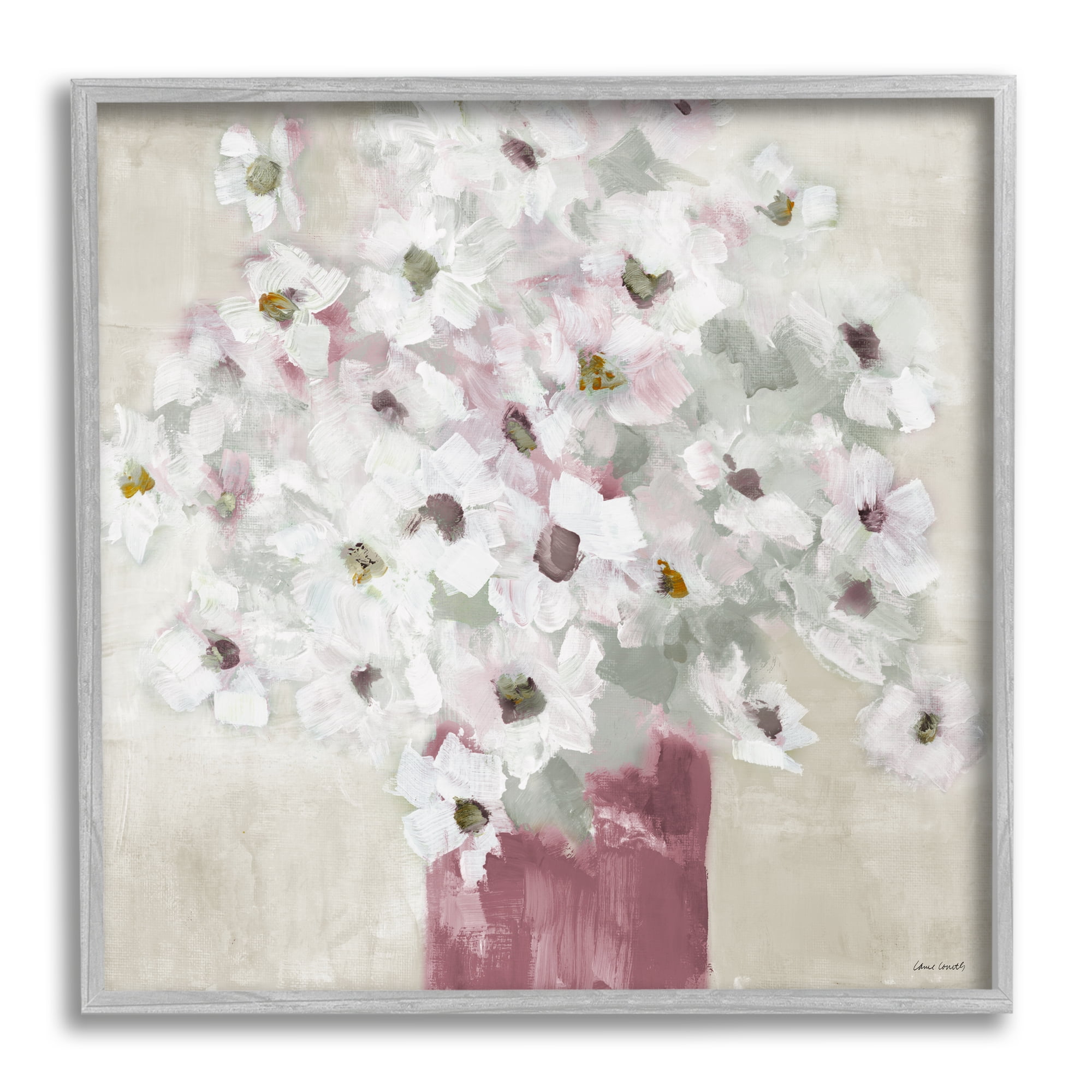 Stupell Industries Abstract White Daisy Bouquet Contemporary Flowers Red Vase, 24 x 24, Design by Lanie Loreth