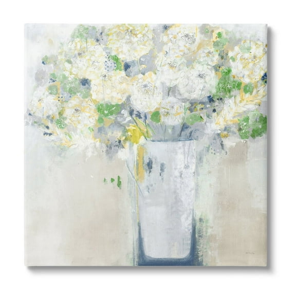 Stupell Industries Abstract White Floral Bouquet Botanical & Floral Painting Gallery Wrapped Canvas Print Wall Art