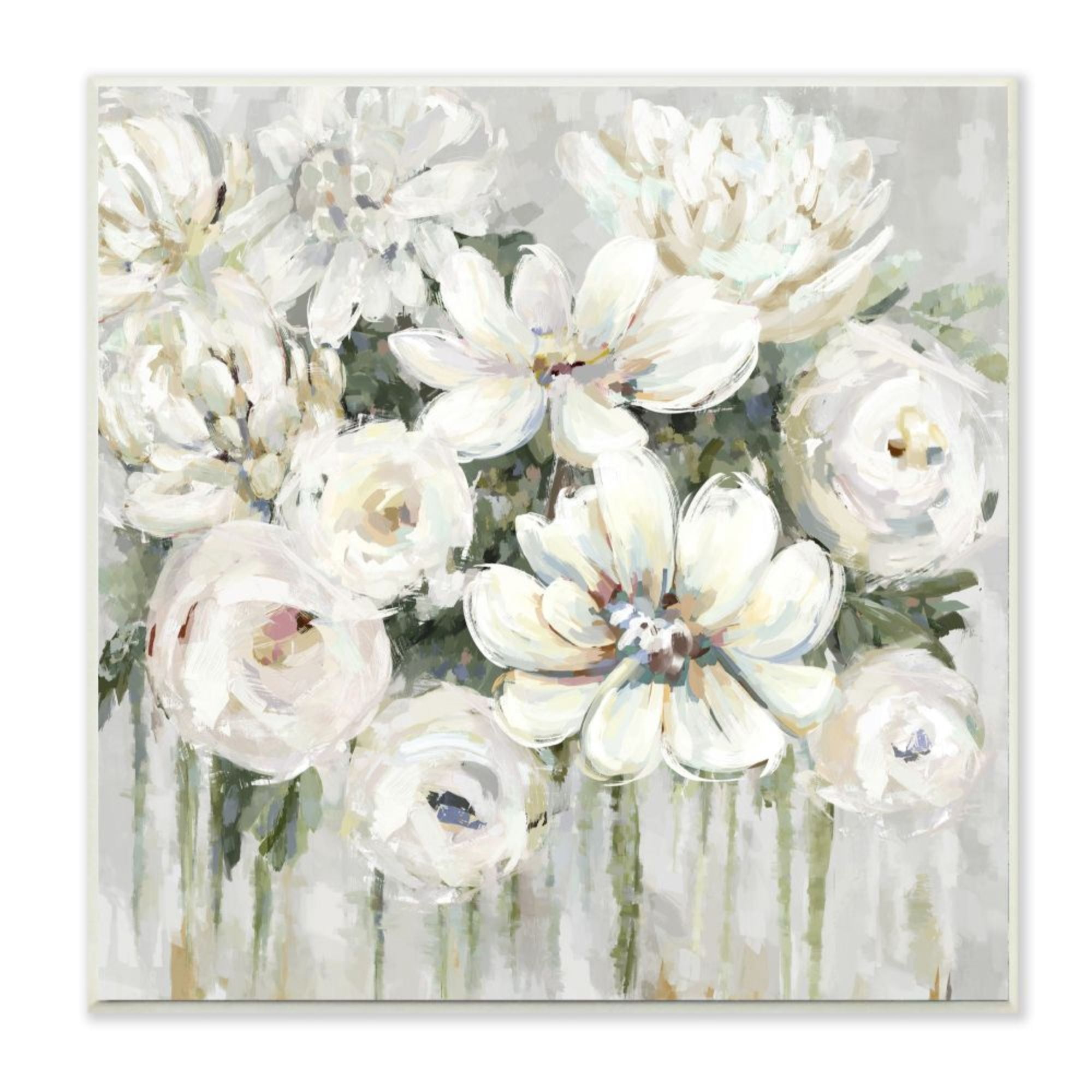 Stupell Industries Abstract White Floral Bouquet with Greenery Design by Carson Lyons
