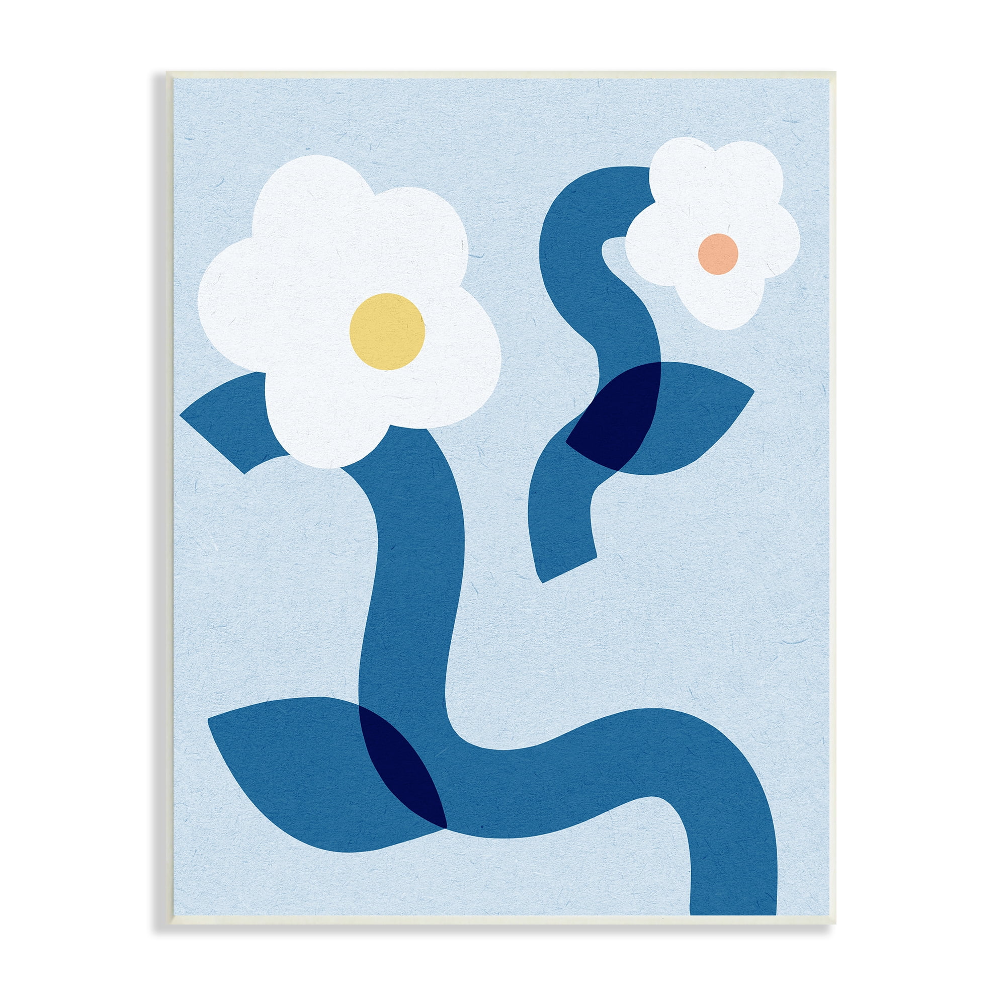 Stupell Industries Abstract White Floral Pop Shapes Blue Curved Stems, 10 x 15, Design by Daphne Polselli