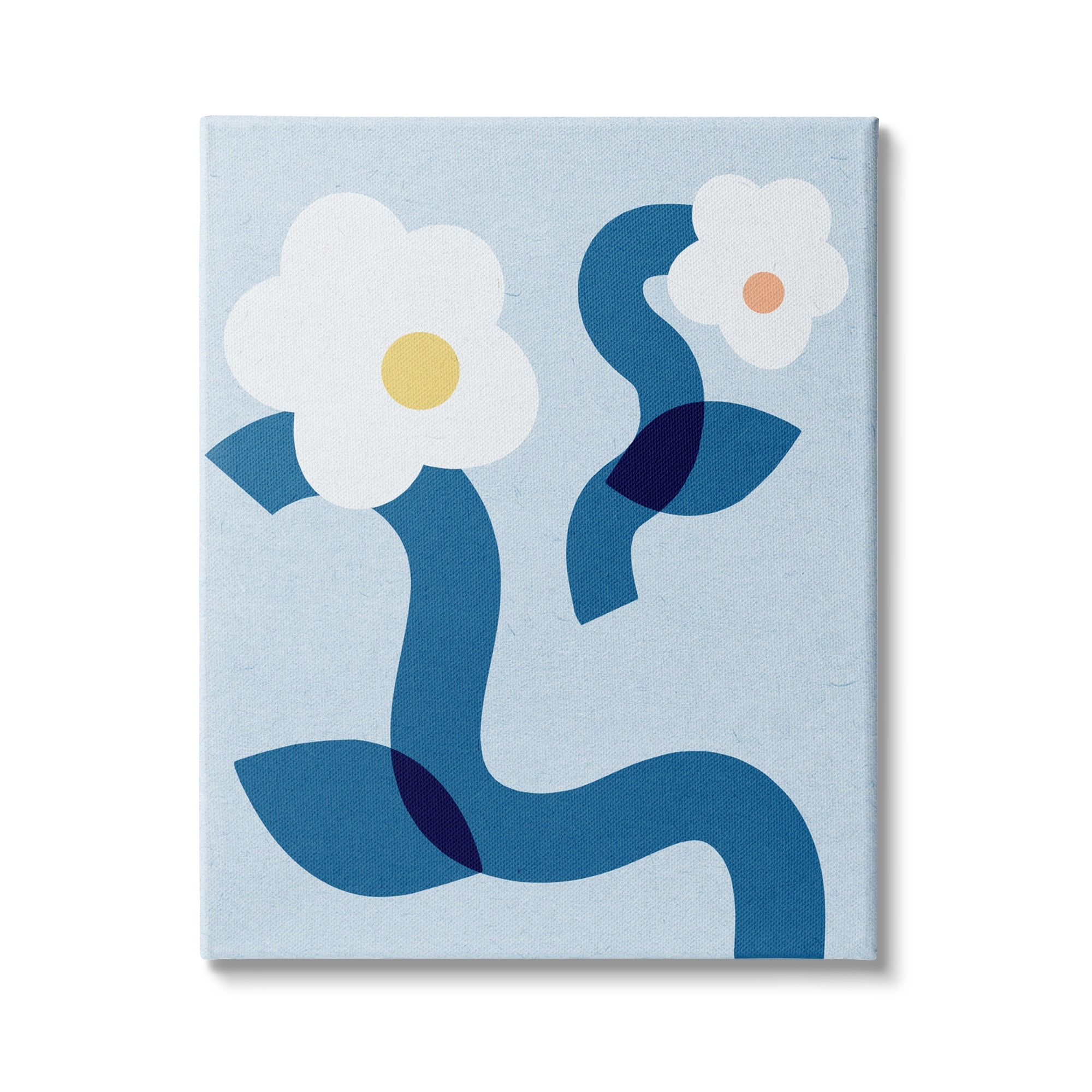 Stupell Industries Abstract White Floral Pop Shapes Blue Curved Stems, 16 x 20, Design by Daphne Polselli