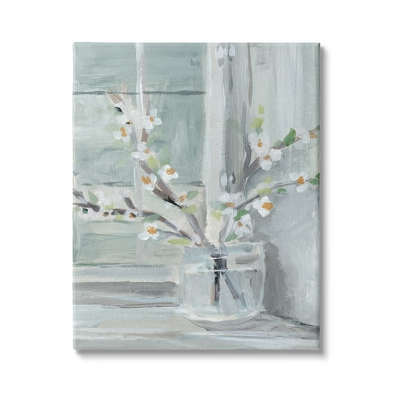 Stupell Industries Abstract White Flower Window Sill Contemporary Still Life, 16 x 20, Design by Annie Warren 