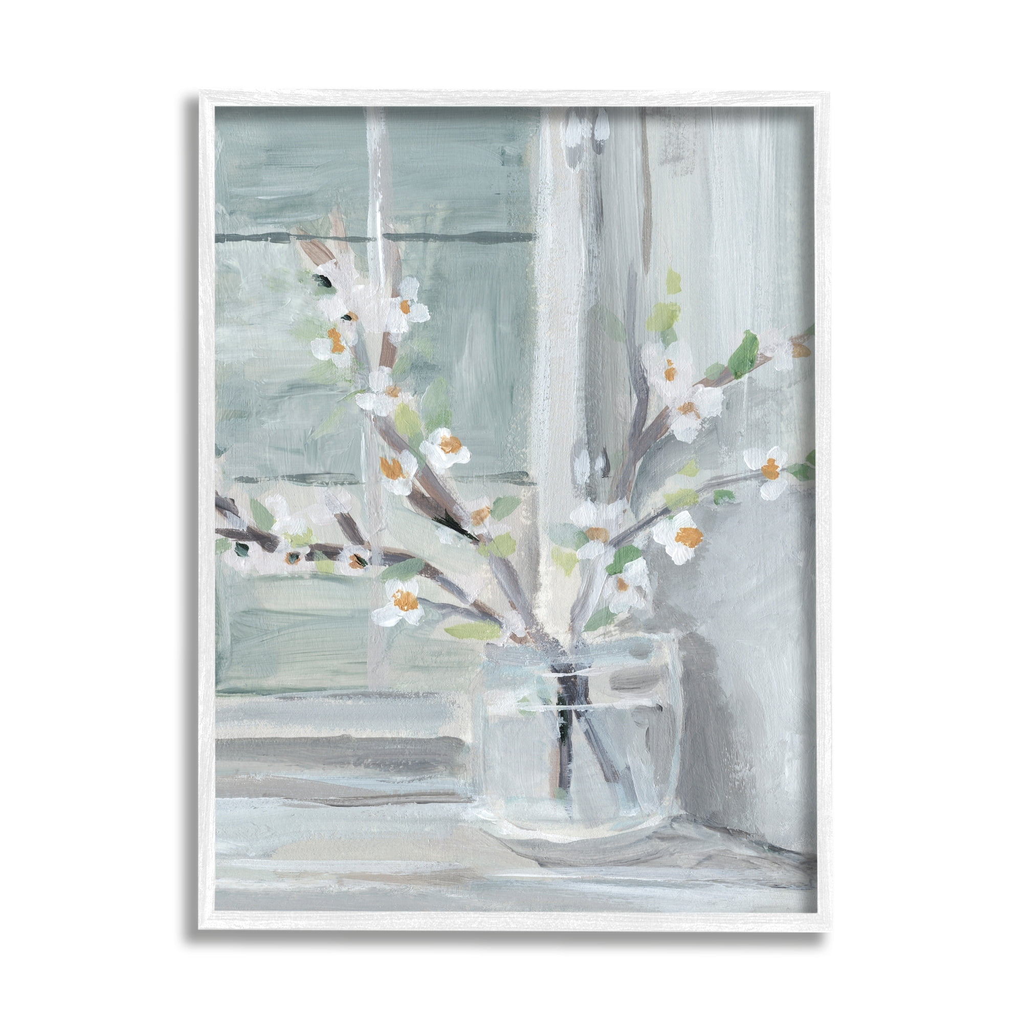 Stupell Industries Abstract White Flower Window Sill Contemporary Still Life, 24 x 30, Design by Annie Warren&nbsp;