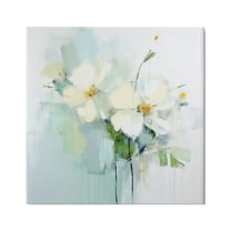 Stupell Industries Abstract White Flowers Abstract Painting Gallery Wrapped Canvas Art Print Wall Art, 17 x 17