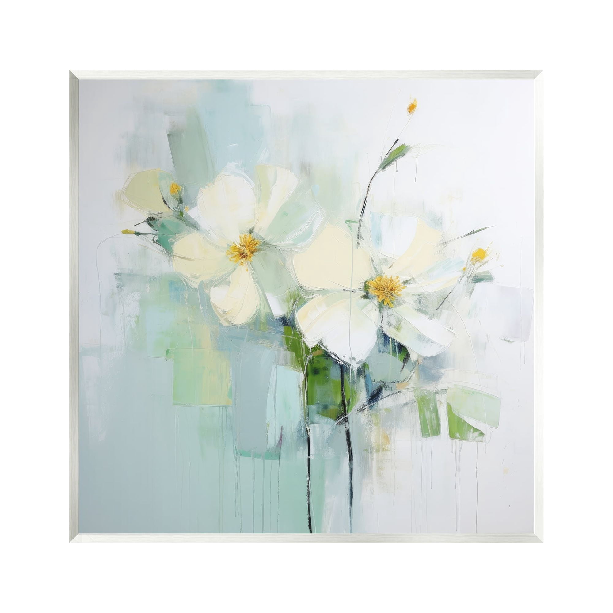 Stupell Industries Abstract White Flowers Abstract Painting Unframed Art Print Wall Art, 12 x 12