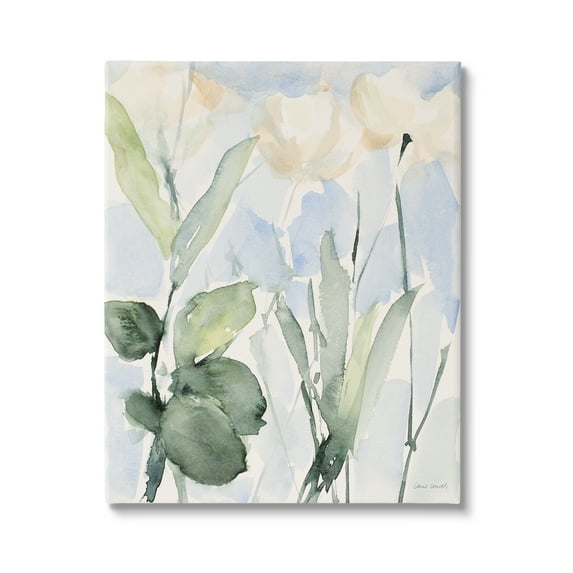 Stupell Industries Abstract White Flowers Leaves Watercolor Effect Brushstrokes Painting Gallery Wrapped Canvas Print Wall Art, Design by Lanie Loreth